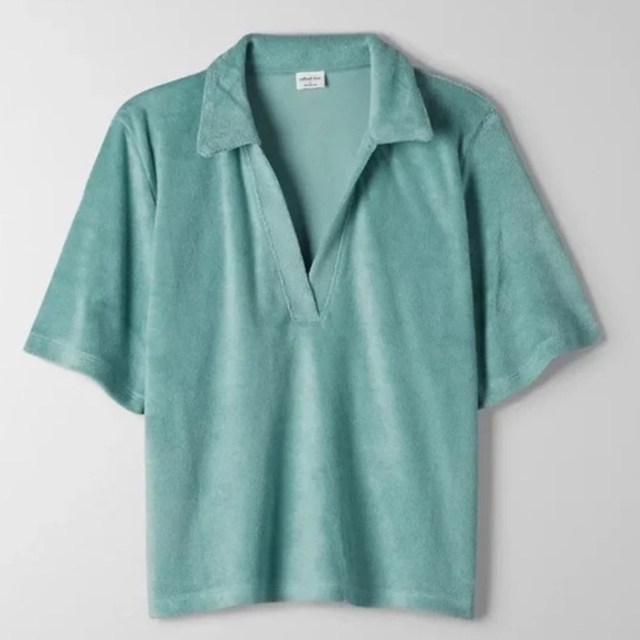 Aritzia wilfred sz XS free popsicle terry cloth polo - Picture 2 of 5